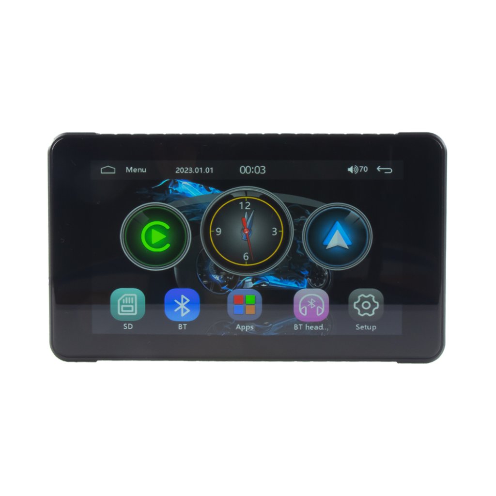 Monitor 5" na motocykl s Apple CarPlay, Android auto, Bluetooth, micro SD