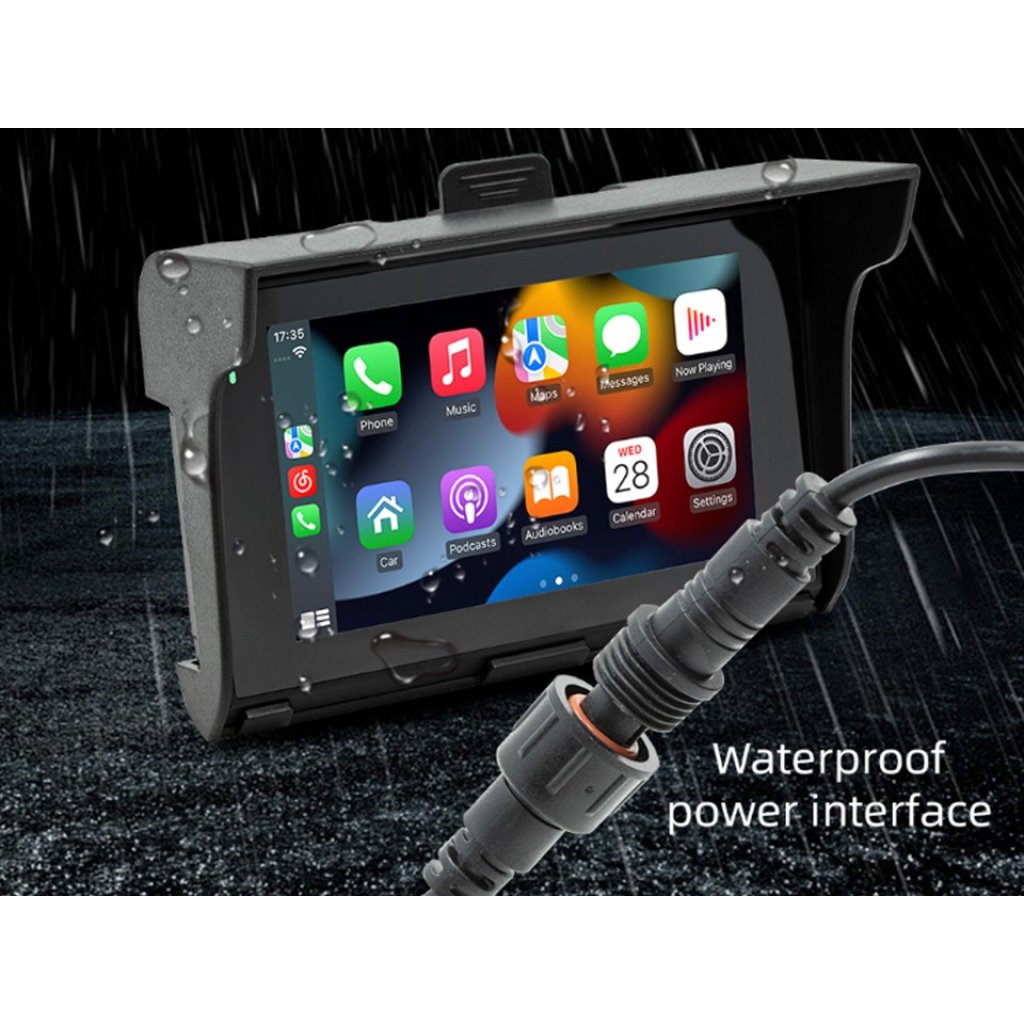 Monitor 5" na motocykl s Apple CarPlay, Android auto, Bluetooth, mini USB, micro SD