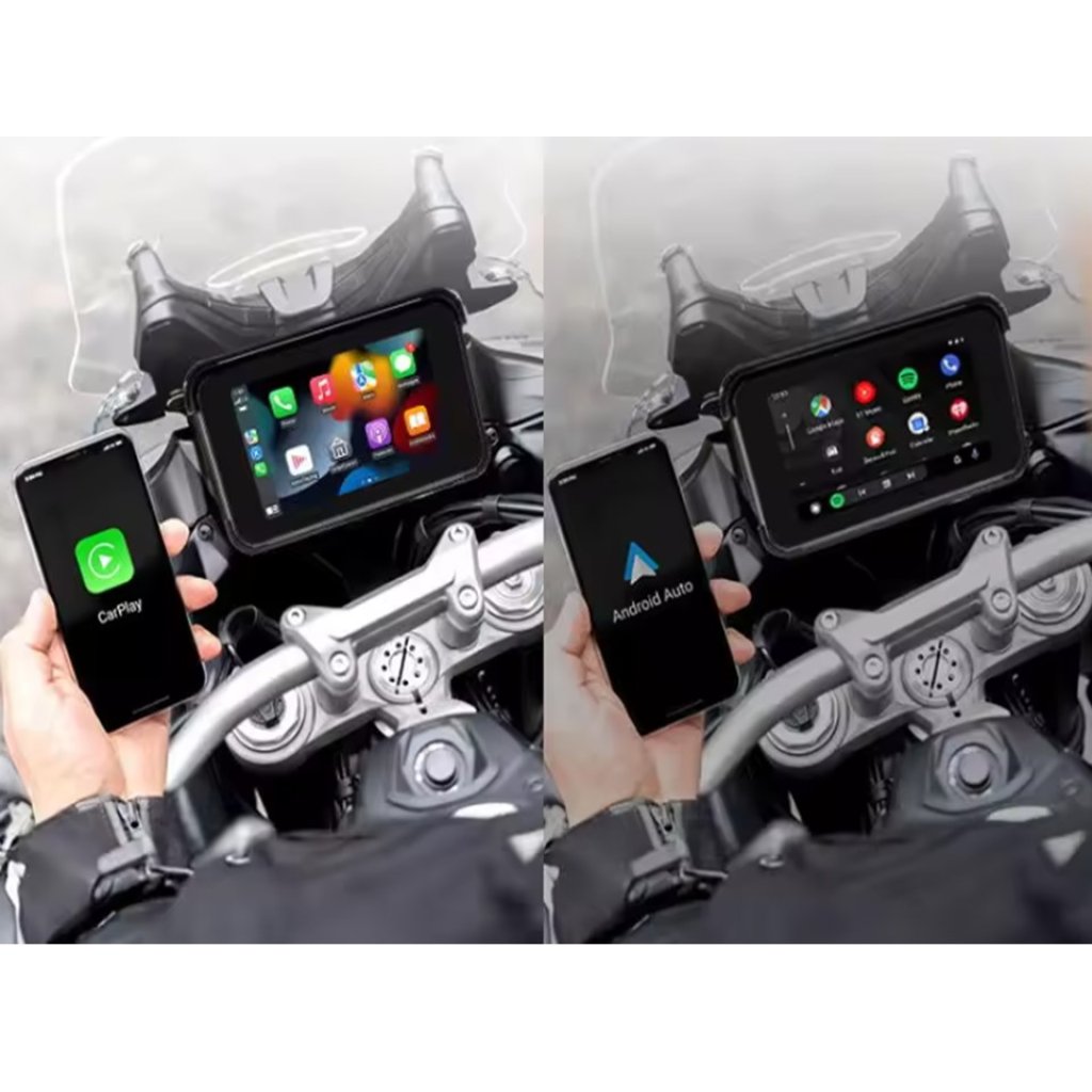 Monitor 5" na motocykl s Apple CarPlay, Android auto, Bluetooth, USB, micro SD, TPMS