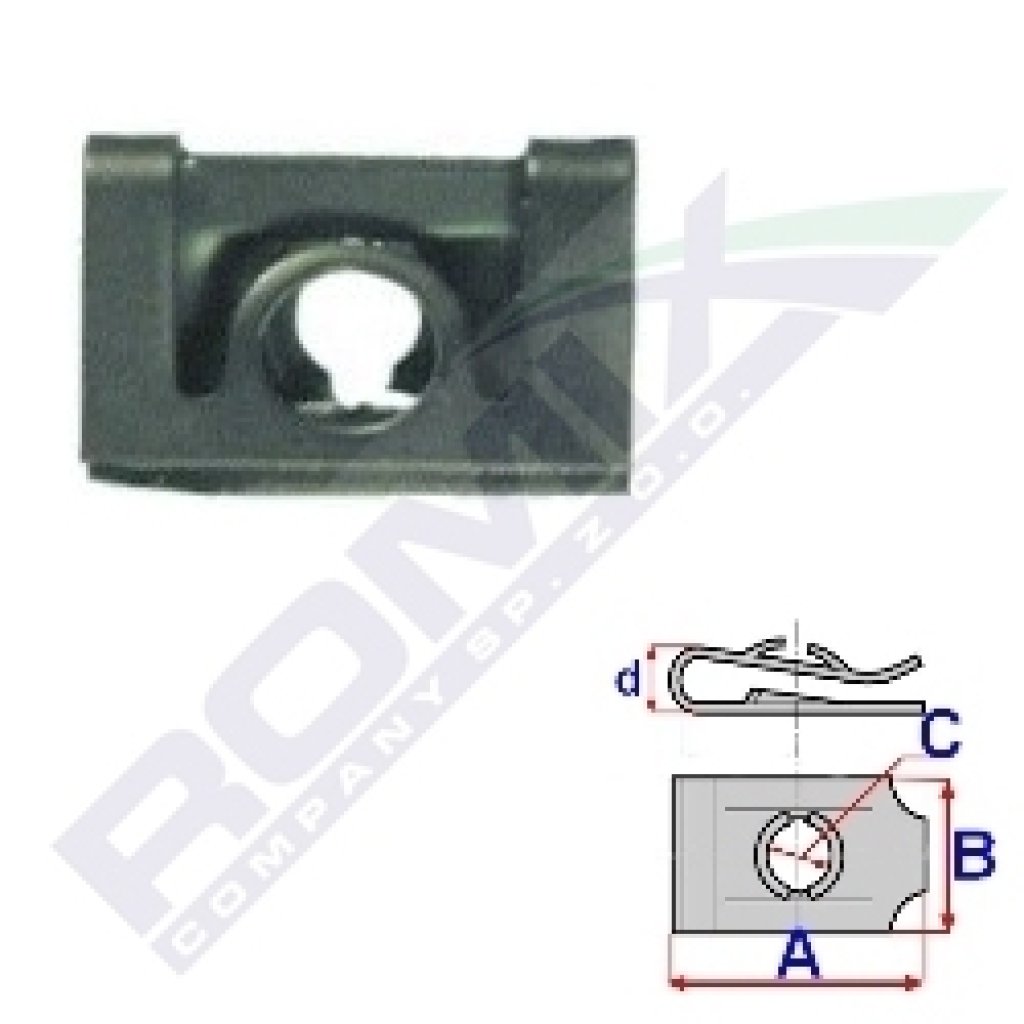 Montážní plíšek A-16; B-12; C-3,6; d-3,6 mm (balení 25ks)