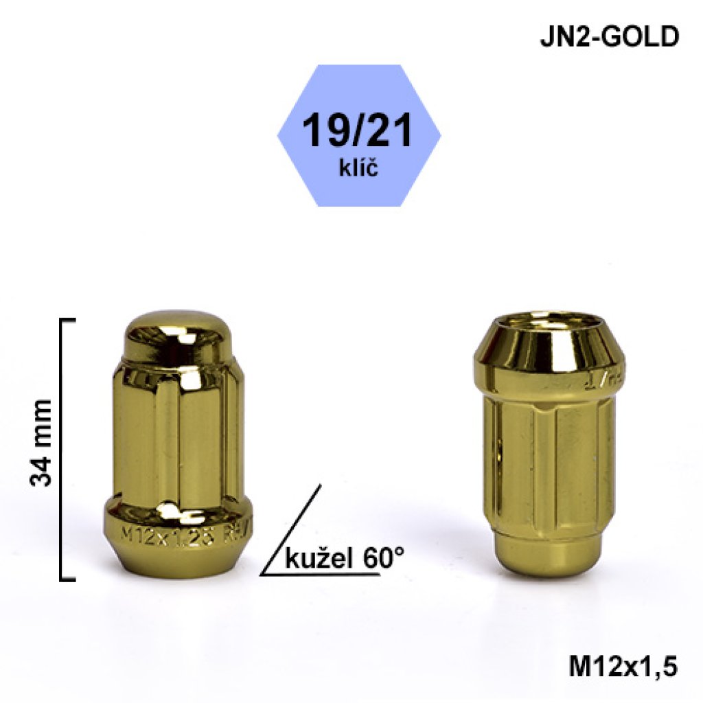 Montážní sada JN2-GOLD kolová matice 20ks M12x1,5 kužel, hlava 6SPLINE klíč 19/21
