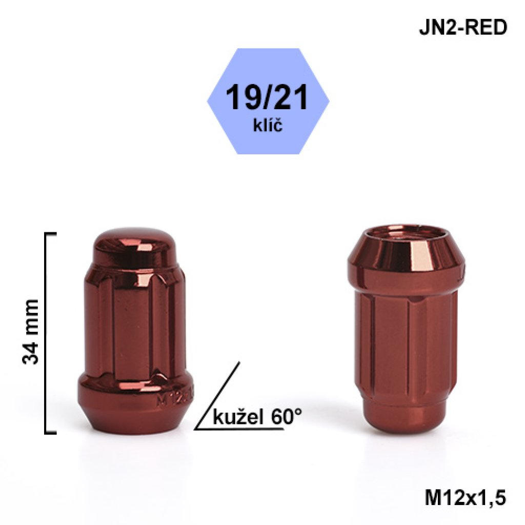 Montážní sada JN2-RED kolová matice 20ks M12x1,5 kužel, hlava 6SPLINE klíč 19/21