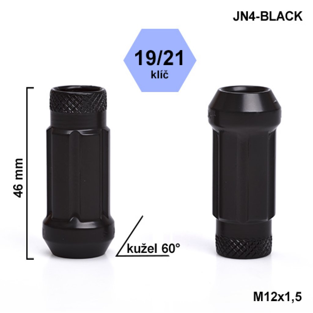 Montážní sada JN4-BLACK kolová matice 20ks M12x1,5 kužel, hlava 6SPLINE klíč 19/21