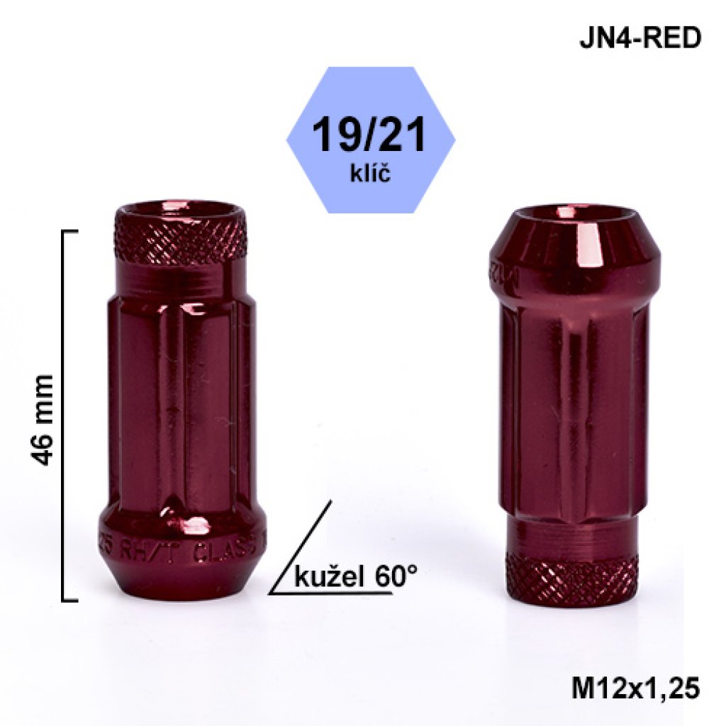Montážní sada JN4-RED kolová matice 20ks M12x1,25 kužel, hlava 6SPLINE klíč 19/21