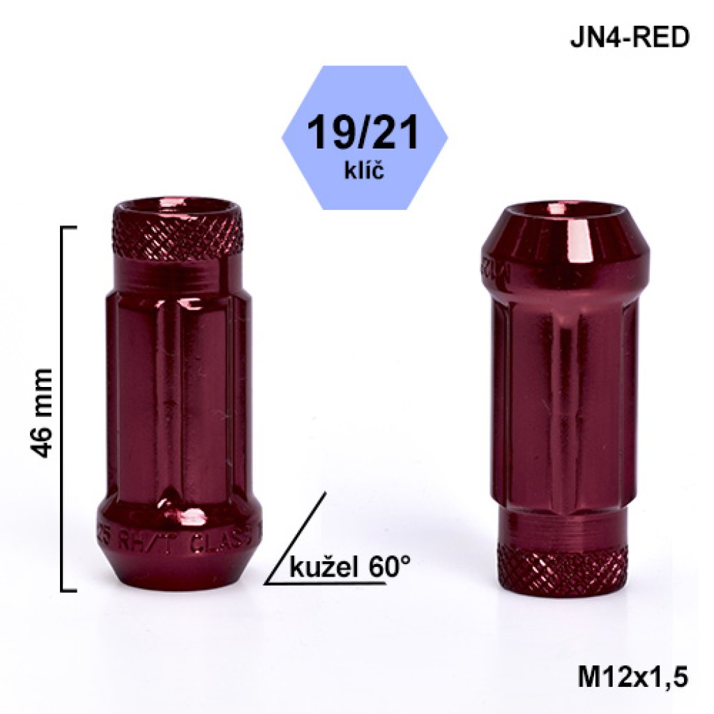 Montážní sada JN4-RED kolová matice 20ks M12x1,5 kužel, hlava 6SPLINE klíč 19/21