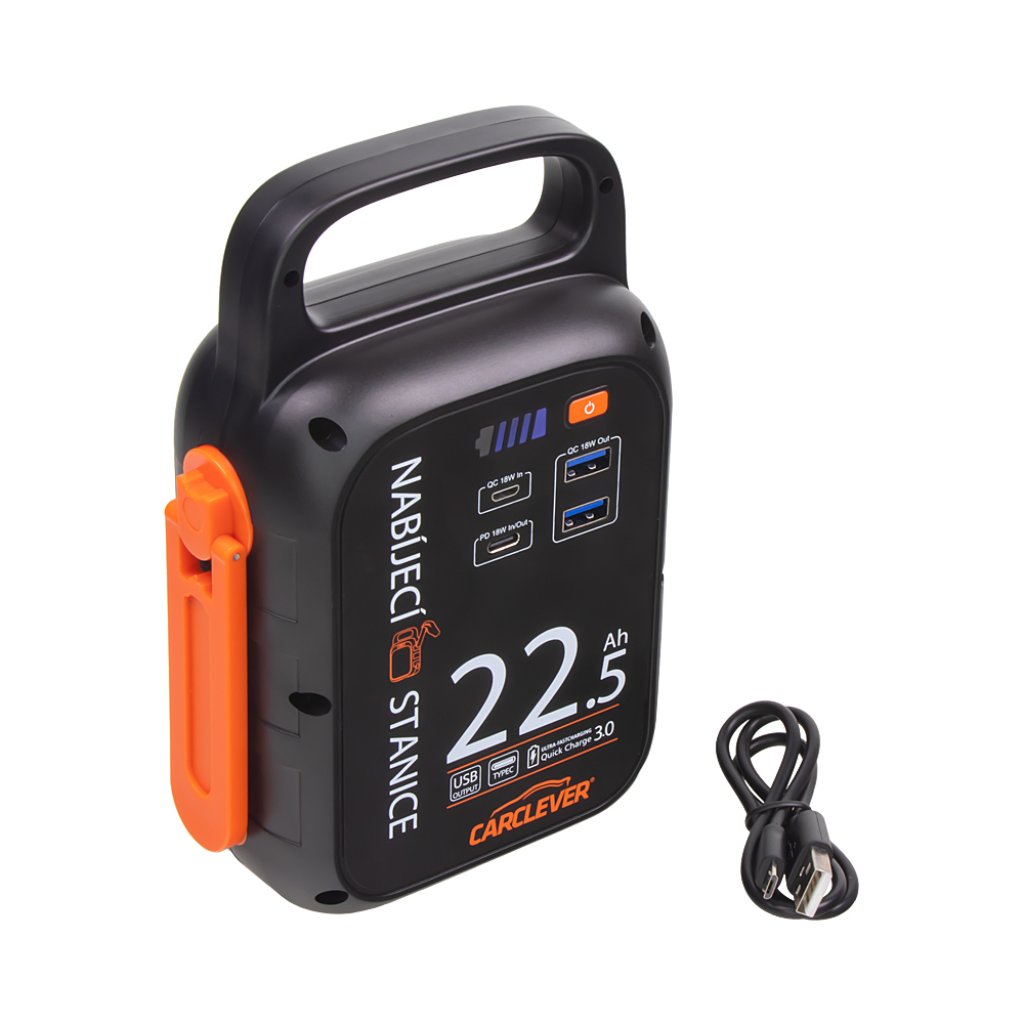 Multifunkční nabíjecí stanice - powerbanka CARCLEVER, 22.500mAh / 83,25Wh