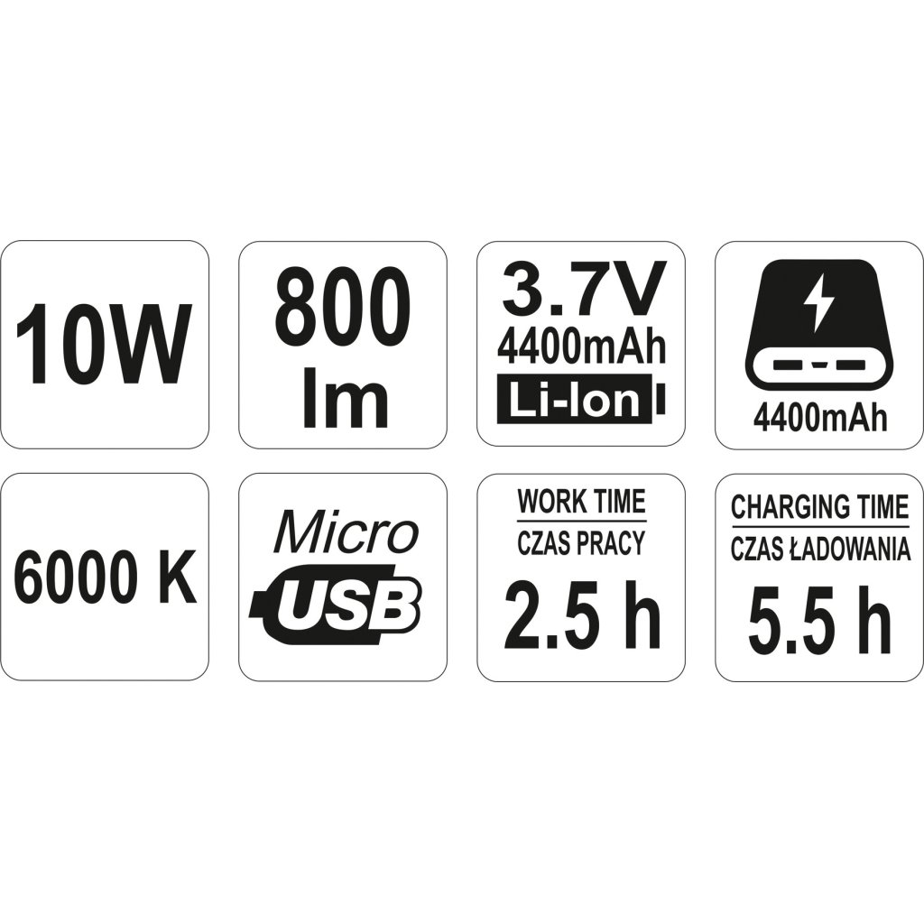 Nabíjecí COB LED 10W svítilna a powerbanka, YATO