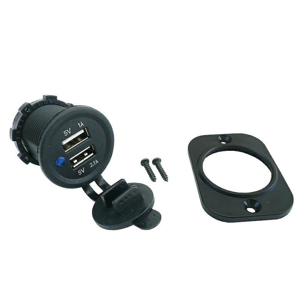 Nabíječka 12/24V s krytem, 2x USB (1.0A a 2,1A), 42606
