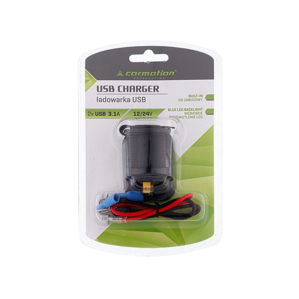 Nabíječka 12/24V s krytem, 2x USB (3,1A), 63210