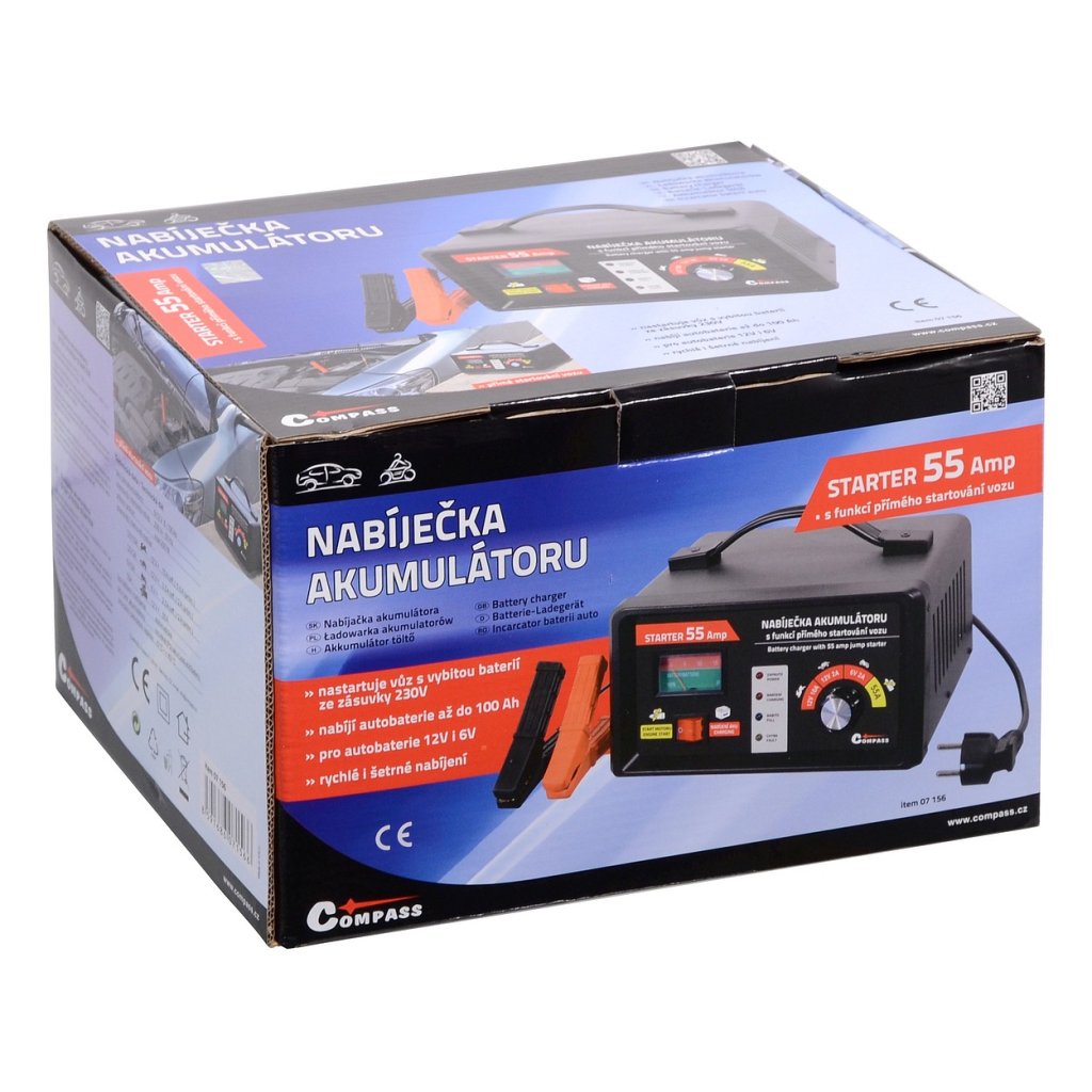 Nabíječka autobaterií 2/10/55Amp 6/12 V STARTER, 07156