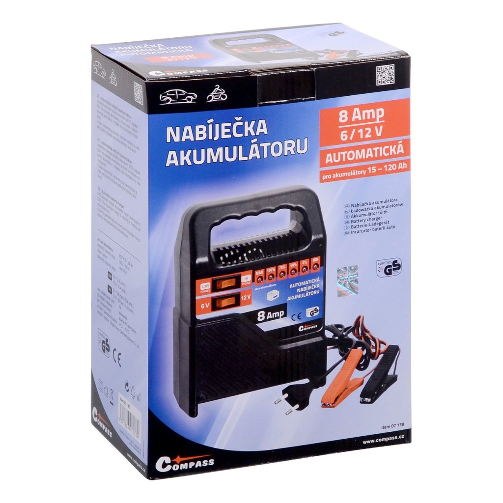 Nabíječka autobaterií 8 Amp 6/12 V, 07138