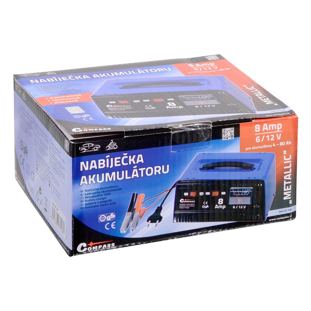 Nabíječka autobaterií 8Amp 6/12V TUV/GS METALLIC, 07148
