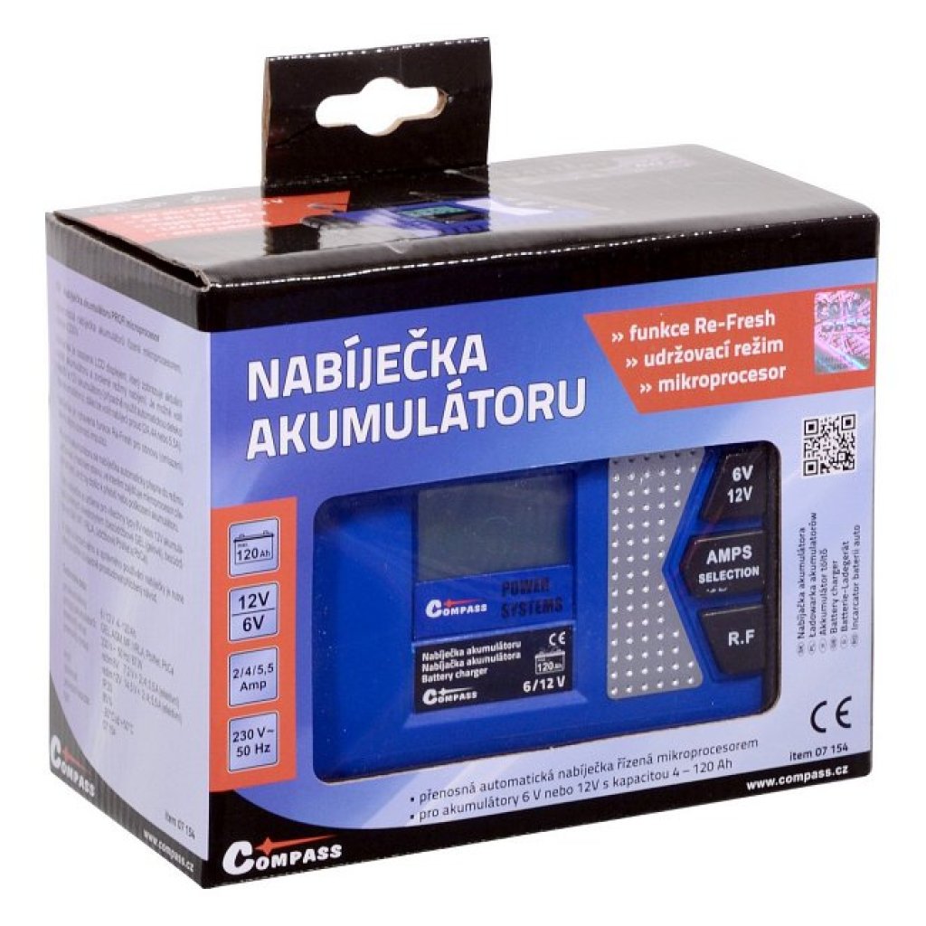 Nabíječka autobaterií PROFI mikroprocesor 6/12V pB/GEL/AGM max. 120Ah, 07154