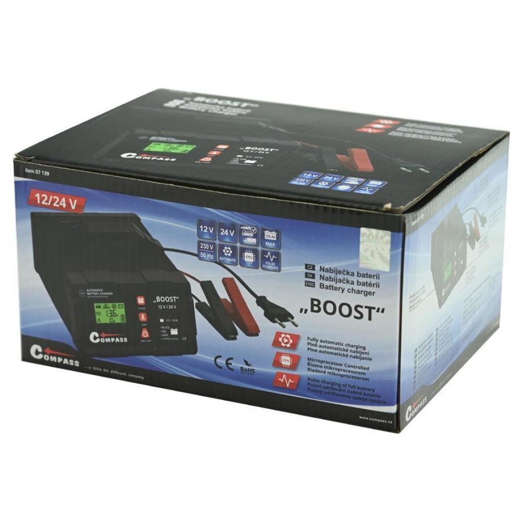 Nabíječka BOOST 10Amp microprocesor 12/24V PB/GEL/AGM/LiFePO4, 07139