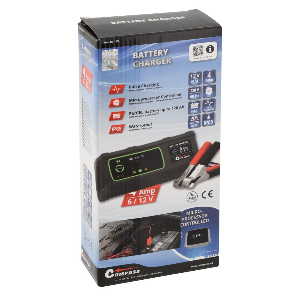 Nabíječka mikroprocesor 4Amp 6/12V PB/GEL max. 120Ah, 07145