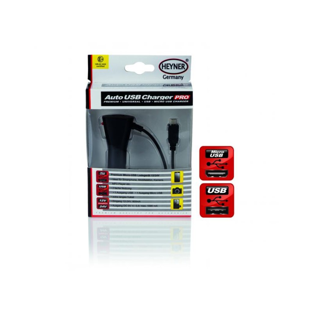 Nabíječka mobilu micro USB 12/24V + USB výstup 0,8A, 511500