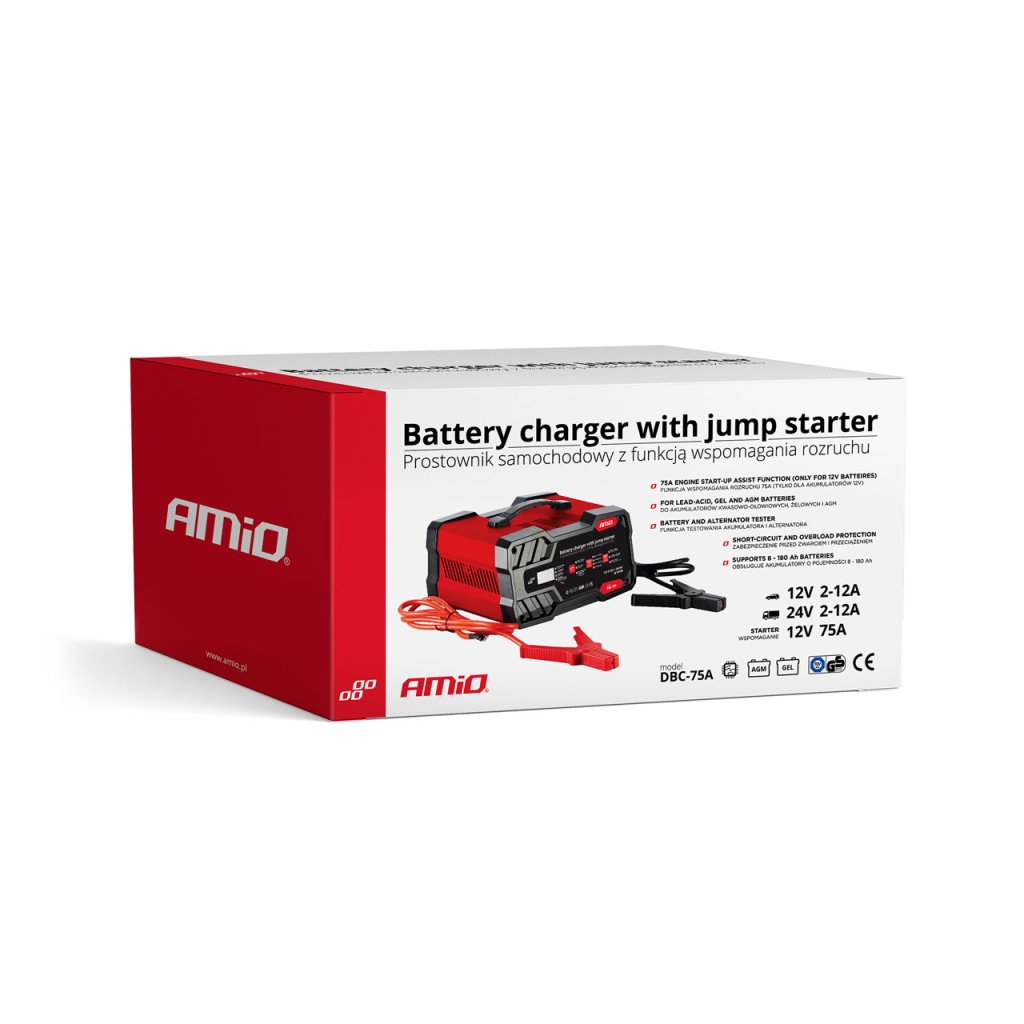 Nabíječka s funkcí Jump Start 12A 12/24V, 12V 75A, 02400