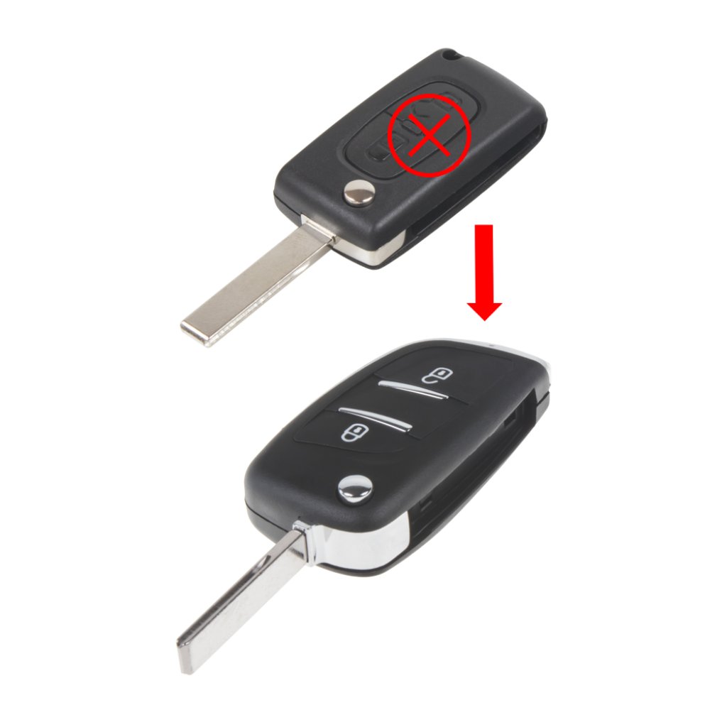 Náhr. obal klíče pro Peugeot, 2-tlačítkový