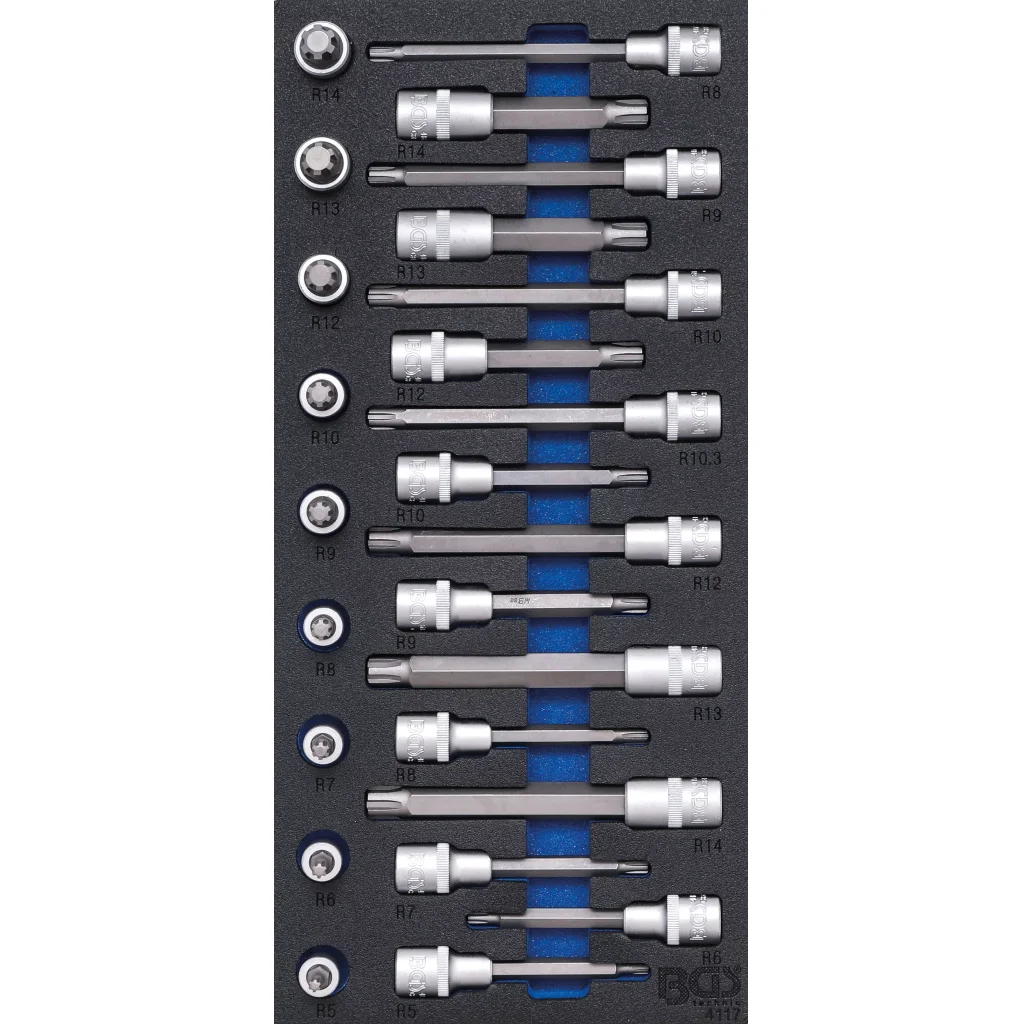 Nástrčné hlavice s bity v pěnové výplni, RIBE, 1/2", sada 25 ks - B4117