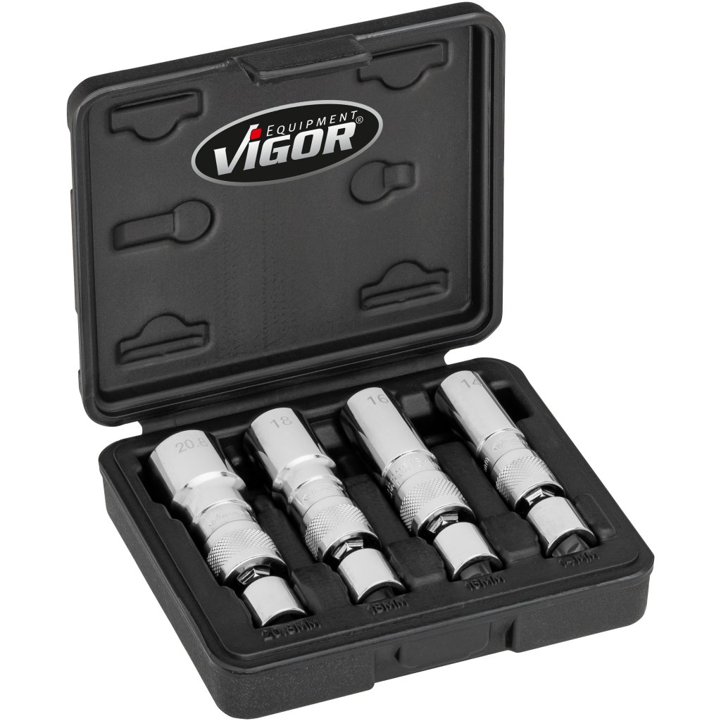 Nástrčné klíče na svíčky, kloubové, 3/8", 14, 16, 18, 20,8 mm, - V7002/4