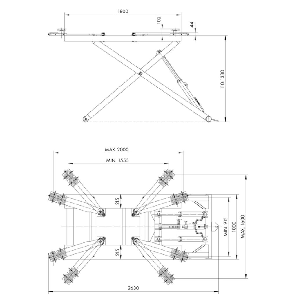 Nůžkový zvedák 2,8t SF-K2800V2, hydraulický - F1715
