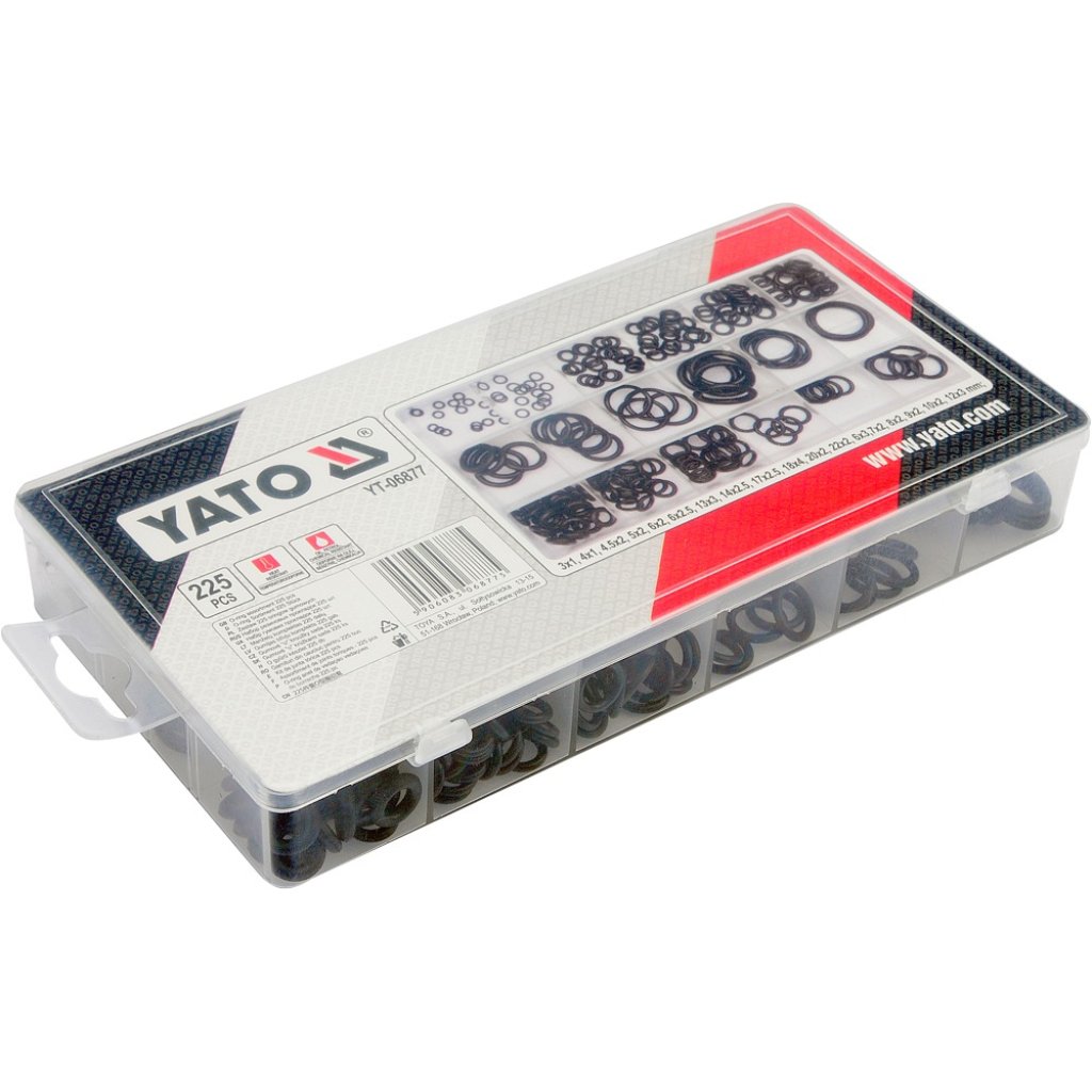O kroužek gumové těsnící sada 225ks,3x1 - 22x2mm, YATO