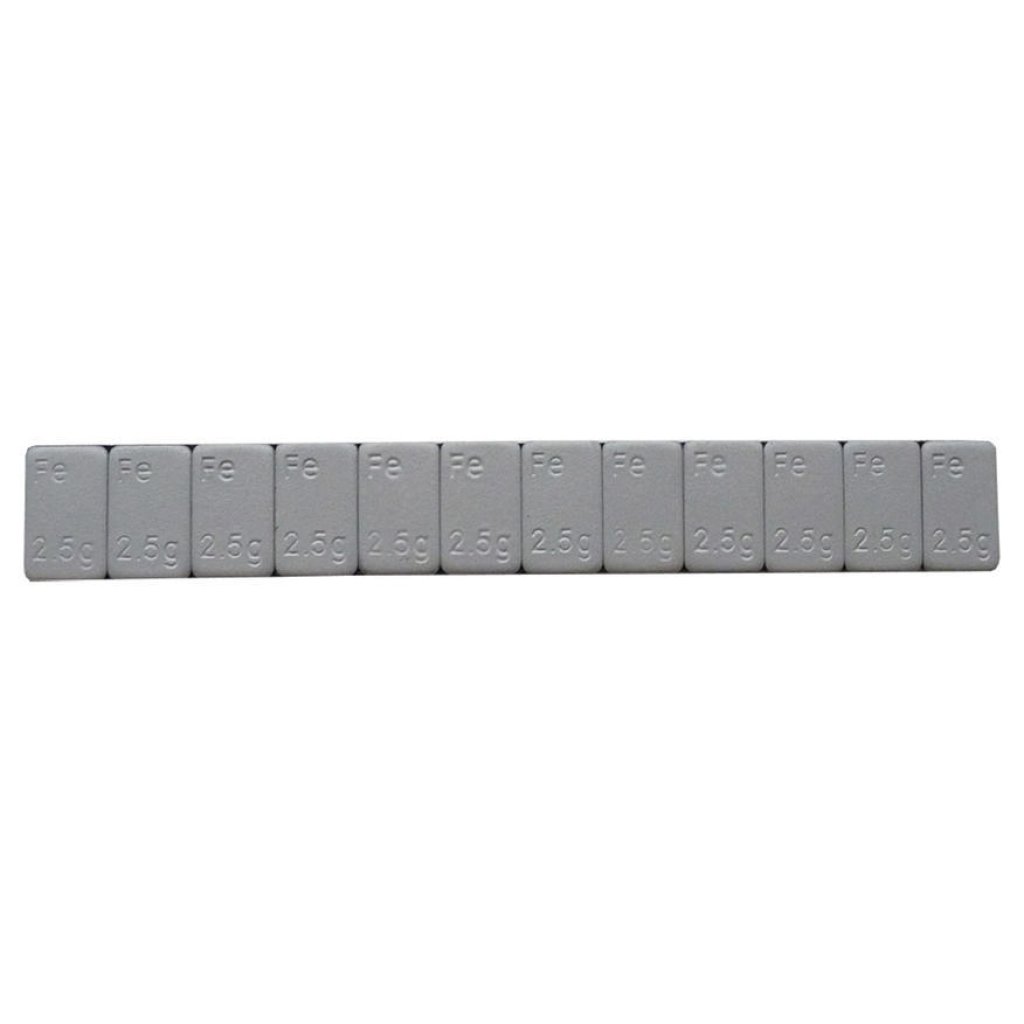 Ocelové samolepící vyvažovací závaží 12 x 2,5 g, nízké, šedé - F1380