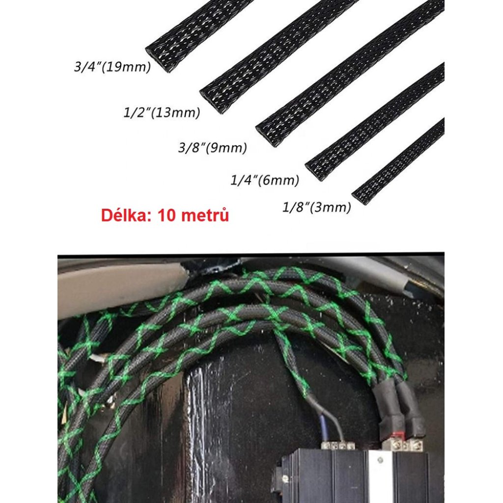 Ochranný oplet na kabely 14mm černý 10m