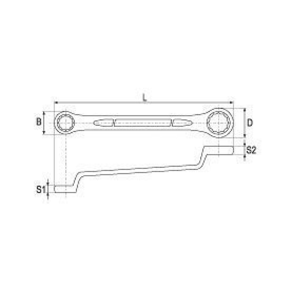 Očkový klíč ohnutý CrV - 18 x 19 mm - YT-0389
