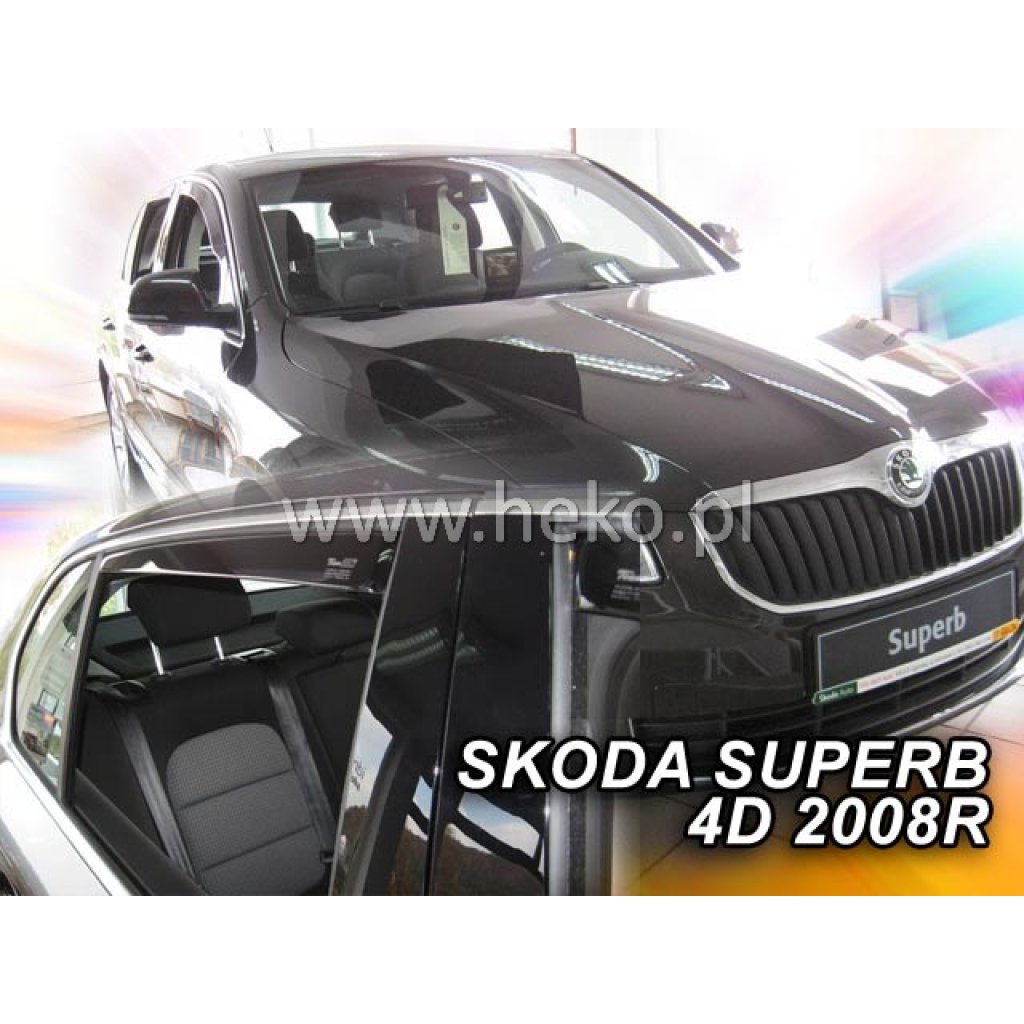 Ofuky oken Škoda Superb II 4D 2008- přední + zadní | Heko