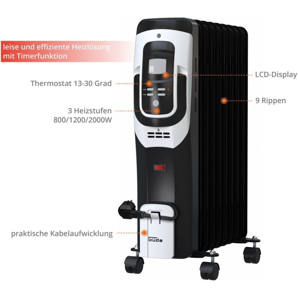 Olejový radiátor Güde, OR 2000-9 DT - GU85192