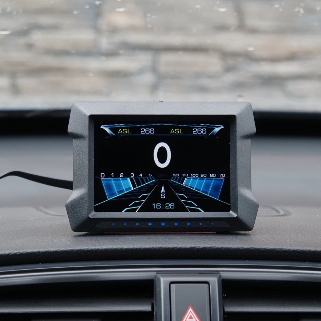 Palubní DISPLEJ 3,5" LCD, GPS měřič rychlosti s vestavěným víceosým gyroskopem a přísavkou