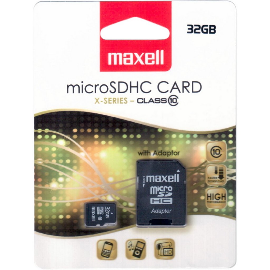 Paměťová karta MAXELL micro SDHC 32GB včetně adaptéru