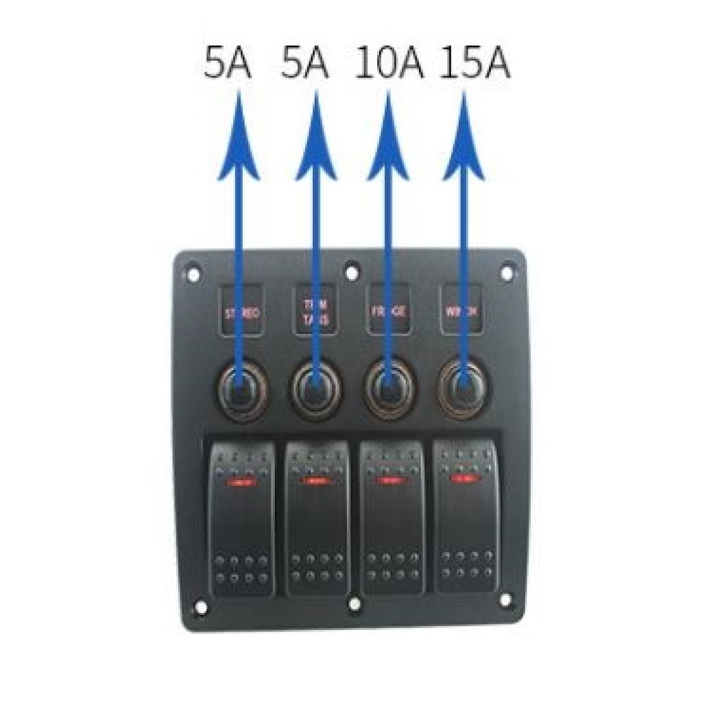 Panel s 4x spínači Rocker 12/24V