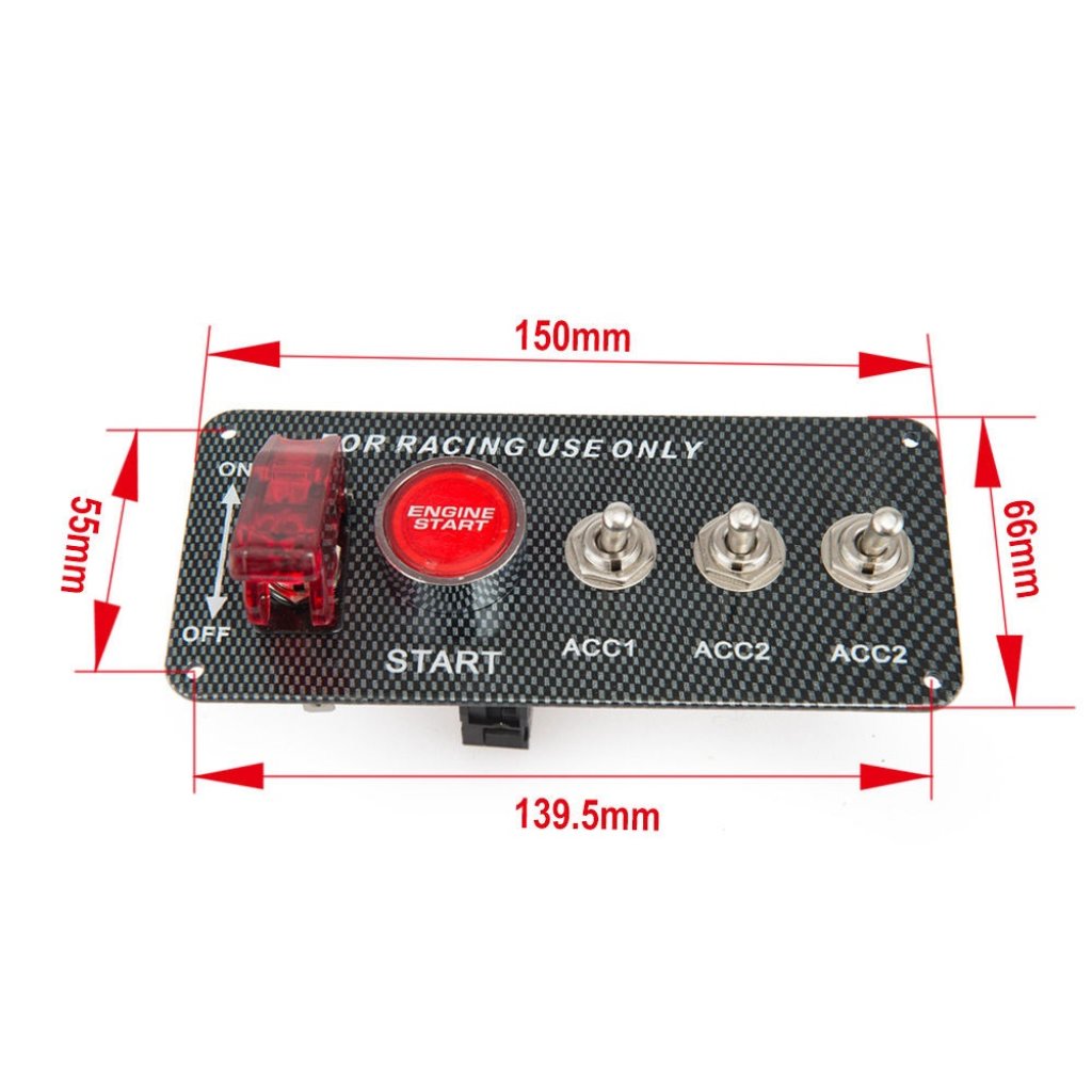 Panel s 4x spínači + tlačítko START, 12V