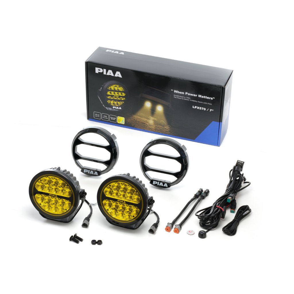 PIAA LPX570 ION YELLOW přídavné dálkové kulaté LED světlomety o průměru 184 mm / 7" s funkcí denního svícení a žlutým světlem