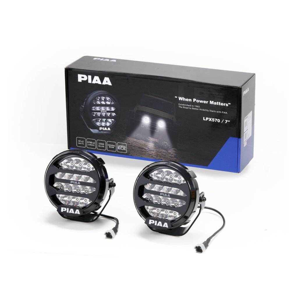 PIAA LPX570 přídavné dálkové kulaté LED světlomety o průměru 184 mm / 7" s funkcí denního svícení, homologace ECE / R10 / RoHS