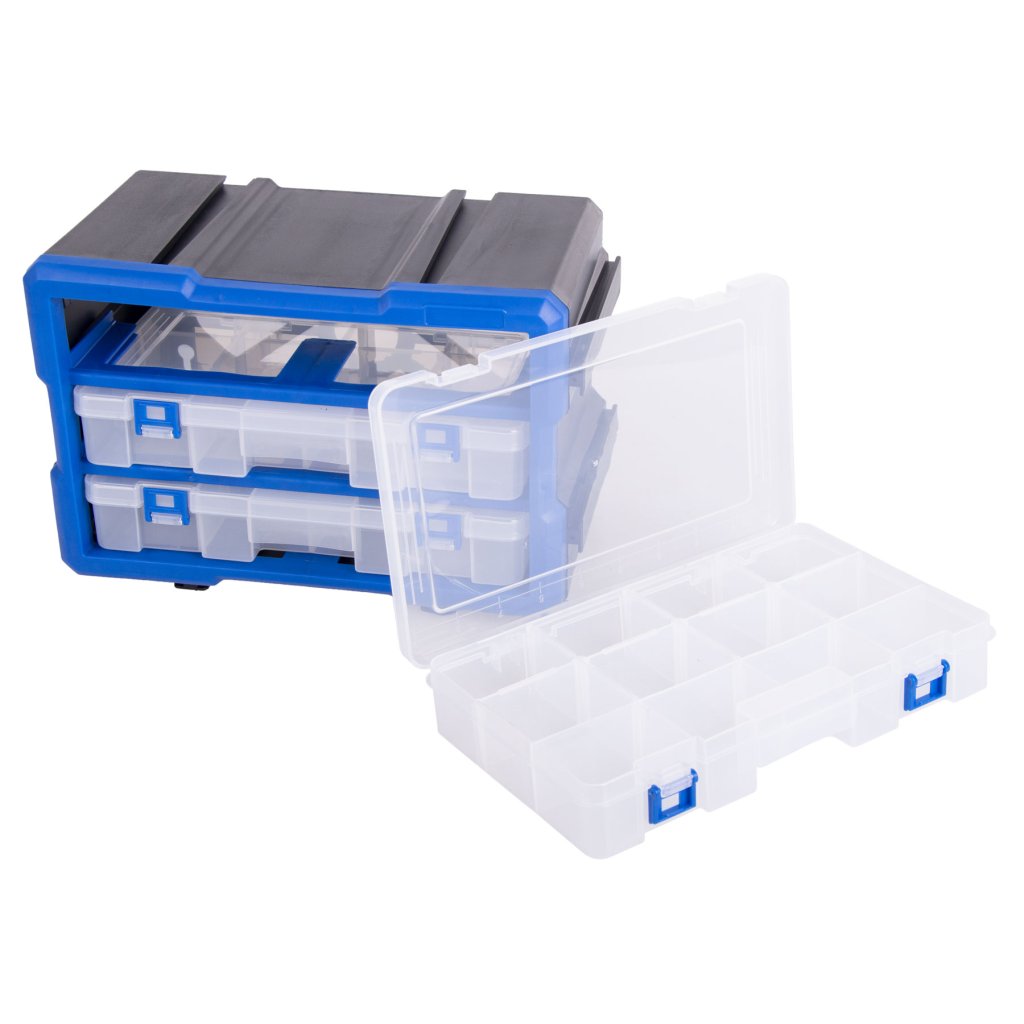 Plastový organizér, 3 uzavíratelné boxy - MW1803