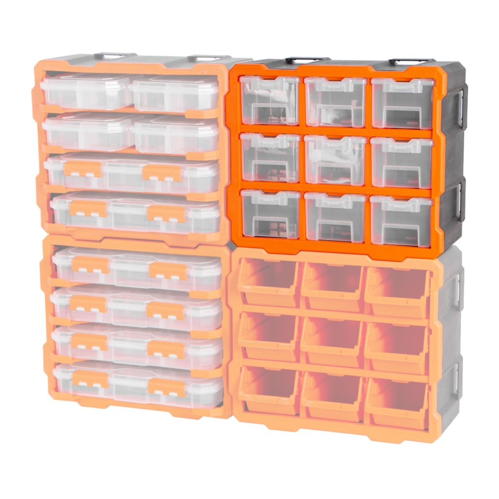 Plastový organizér, 9 uzavíratelných boxů - TC320674