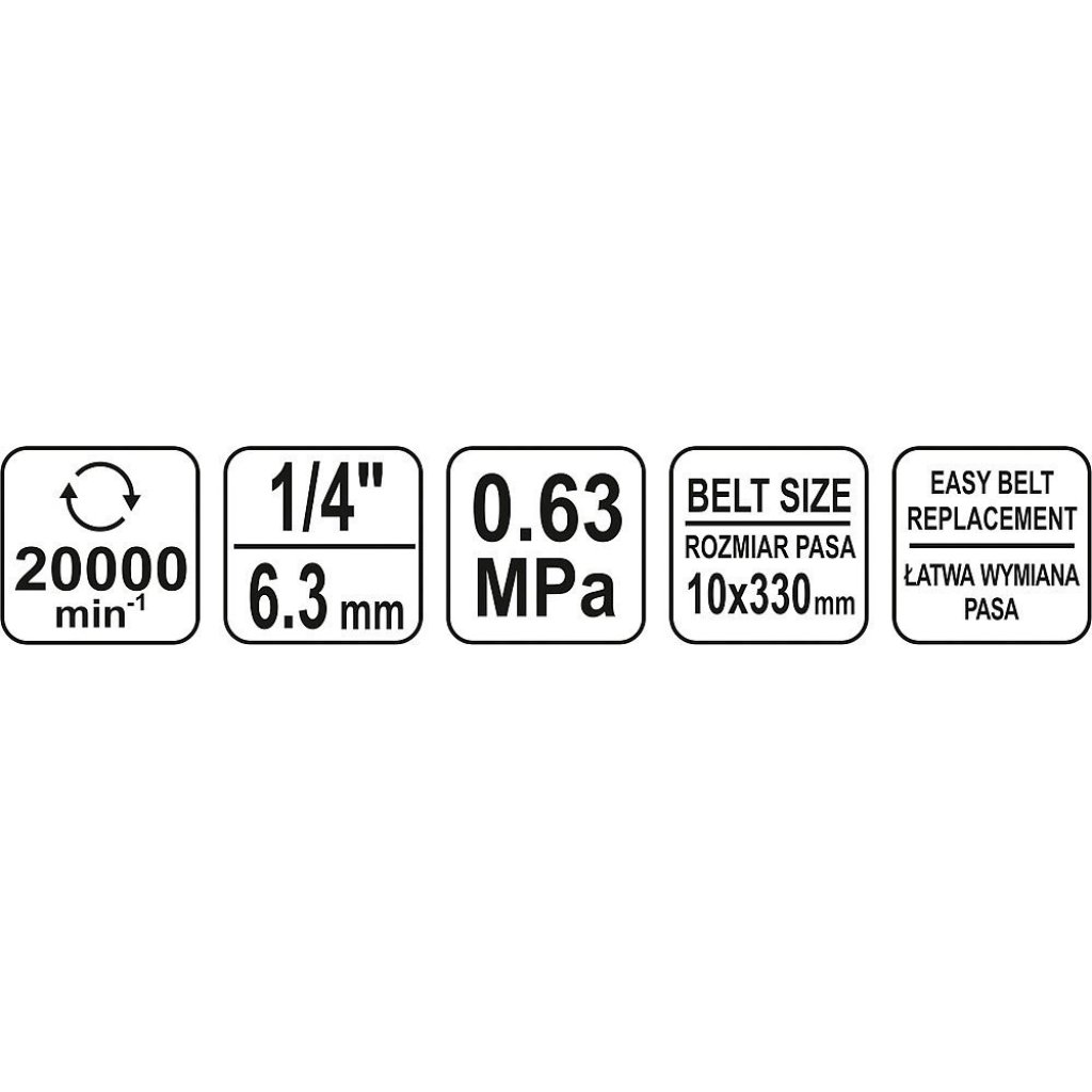 Pneumatická pásová bruska 10 x 330 mm (rozměr pásu) - YT-09741