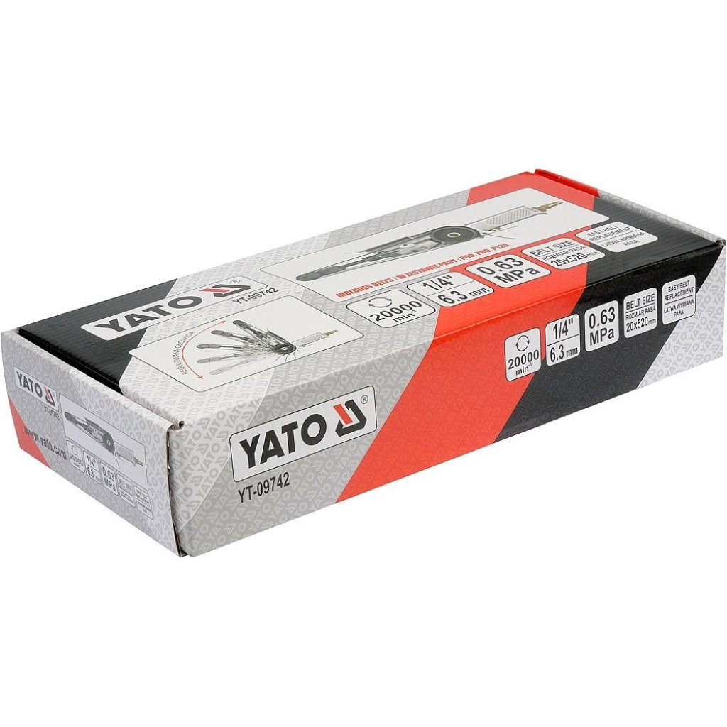 Pneumatická pásová bruska 20 x 520 mm (rozměr pásu) - YT-09742
