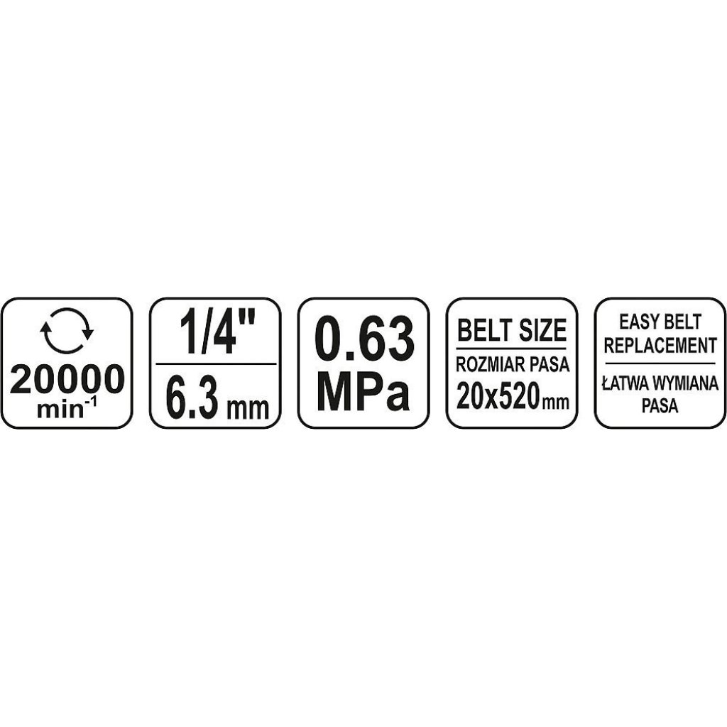 Pneumatická pásová bruska 20 x 520 mm (rozměr pásu) - YT-09742