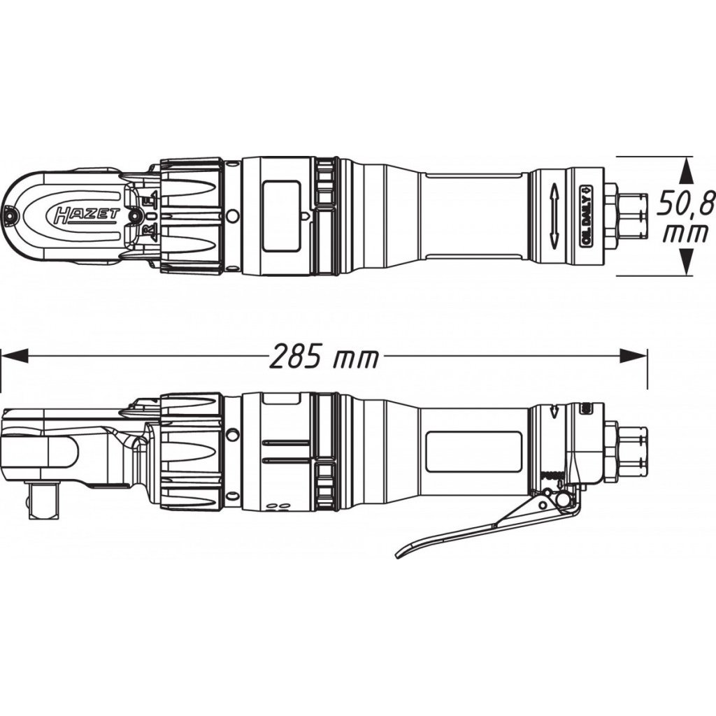Pneumatická ráčna 1/2", 285mm, s otočnou pákou 360° HAZET - HA209781
