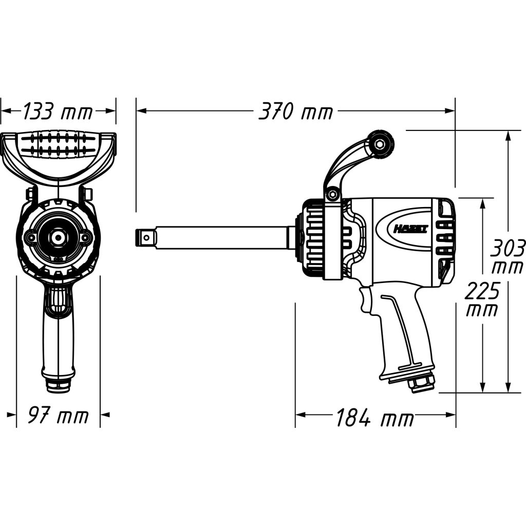 Pneumatický rázový utahovák Twin turbo, 3/4", 3800 Nm, HAZET - HA232277