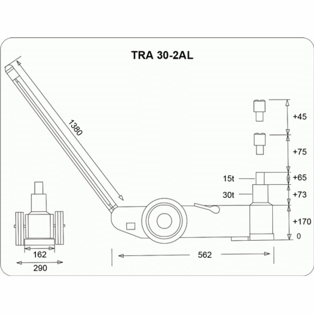 Pneumatický zvedák 30t/15t (BR30-2AL) - TRA30-2AL