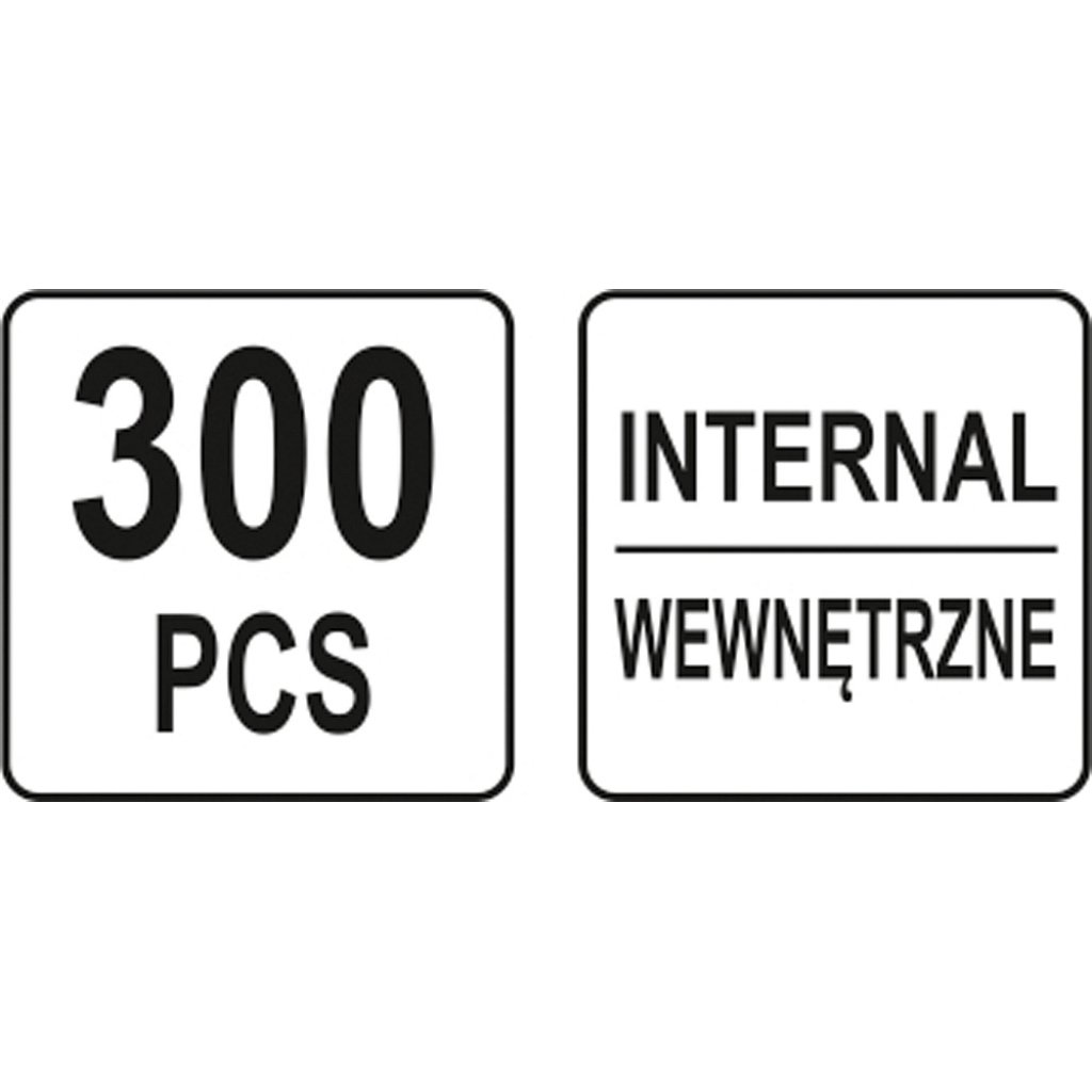 Pojistné kroužky INTERNAL sada 300ks, R1-R19, pr. 3 -32mm, YATO