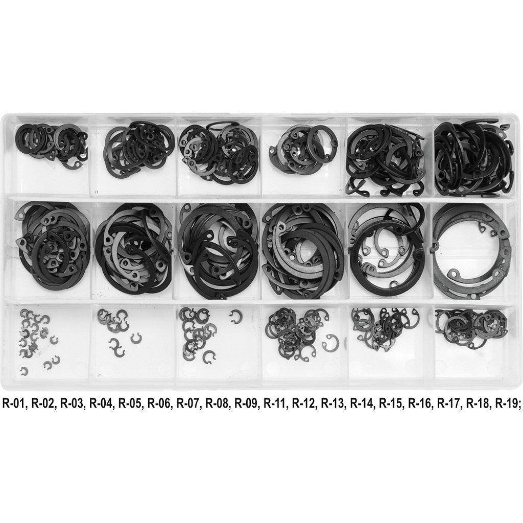 Pojistné kroužky INTERNAL sada 300ks, R1-R19, pr. 3 -32mm, YATO
