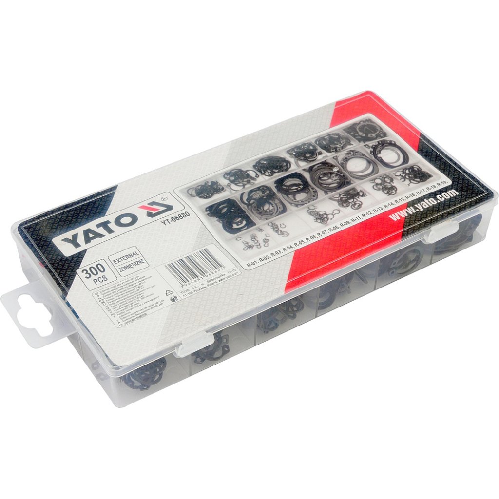 Pojistné kroužky sada 300ks, R1-R19, pr. 3 -32mm, YATO 06880