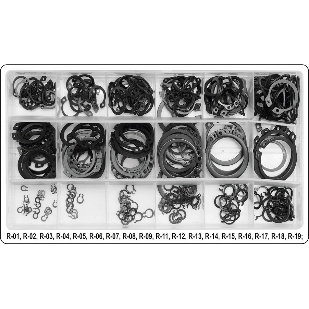 Pojistné kroužky sada 300ks, R1-R19, pr. 3 -32mm, YATO 06880