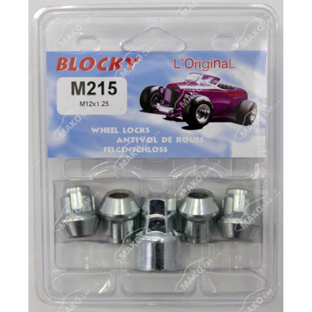 Pojistné matice M12x1,25 Blocky M215 kužel, otevřená, klíč 17, klíč 19